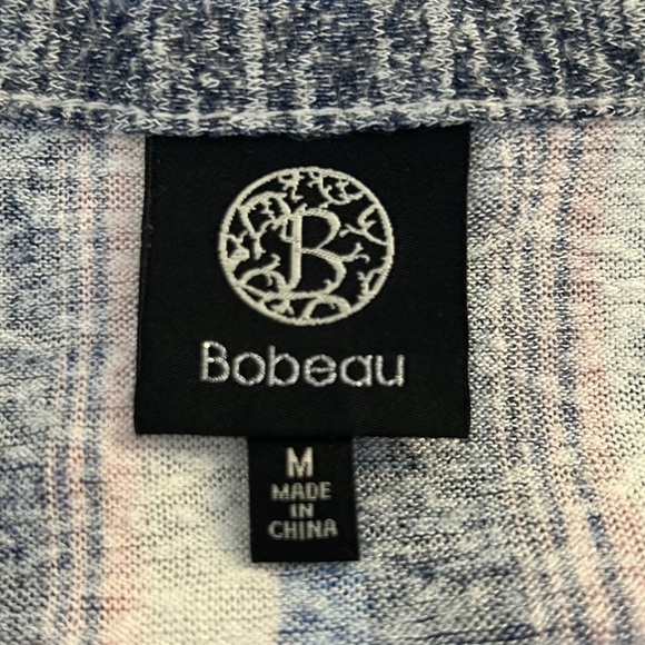 Bobeau Blue White & Pink Striped Short Sleeve Top Size Medium - Picture 5 of 6